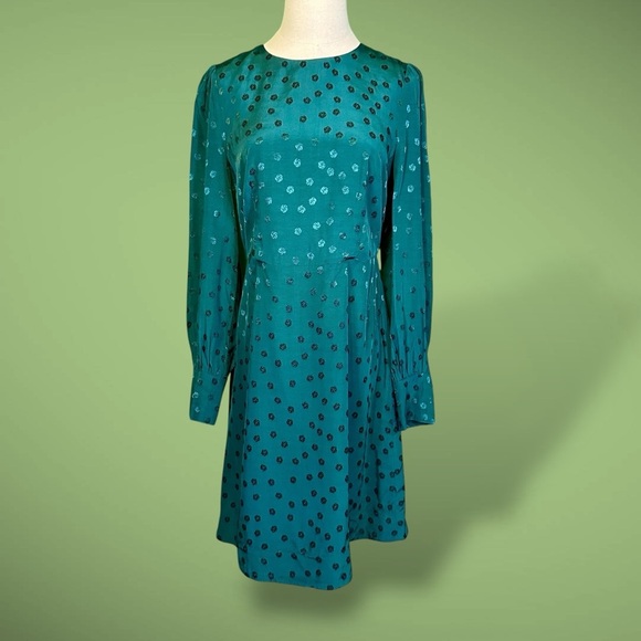J. Crew ‘Shift Dress in Jacquard Floral Dot’ in “Dark Spruce” Green Size 4 - Picture 3 of 16